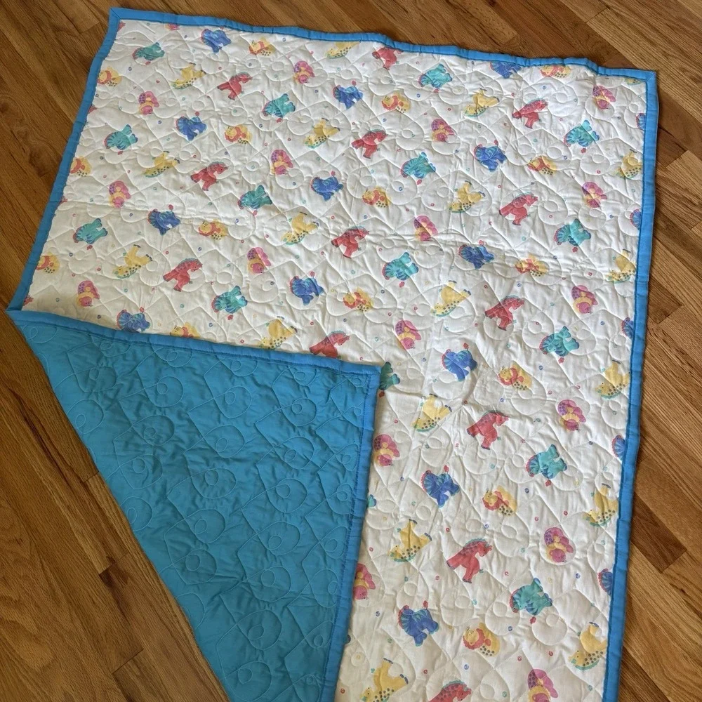 Handmade Animal Baby Blanket Quilt Blue 54